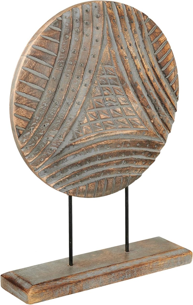 Eximious India Farmhouse Table Sculpture Home Decor Statue Mandala Carved for Modern Home 10" x 14", Living Room, Fireplace Mantel Shelf, Table and Entryway Decor Stand KHST02 - Image 4